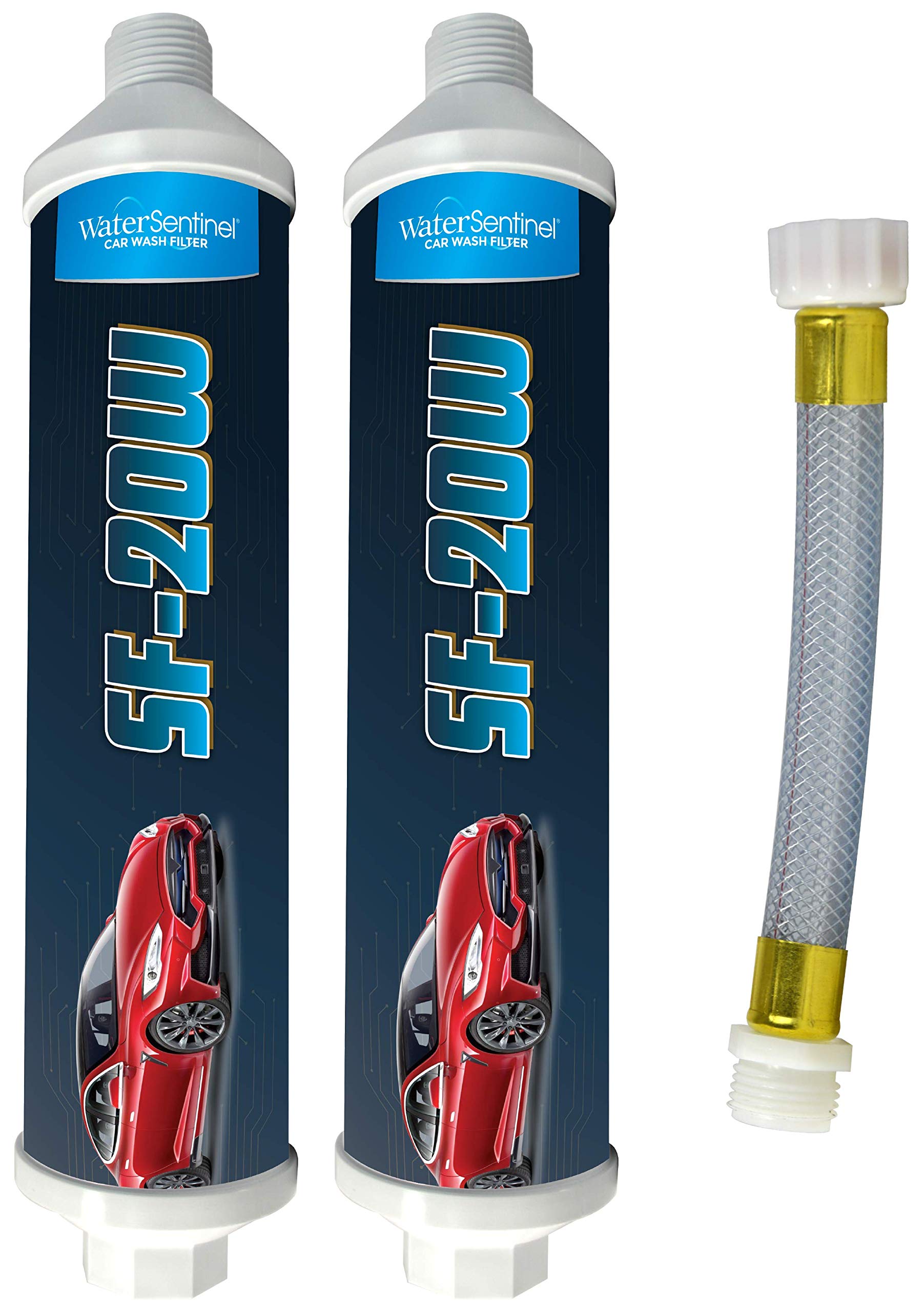 Watersentinel Sf-20W Spotless Car Wash Inline Deionized Water Garden Hose Water Filter & Extension Adapter For Rv, Boat, Marine, Motorcycle, Home, Windows, Spot Free Wash, Solar Panels (2-Pack)